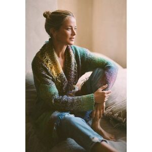 NWT ANTHROPOLOGIE Sz XS NATALIA FRINGED CARDIGAN SWEATER X GREYLIN